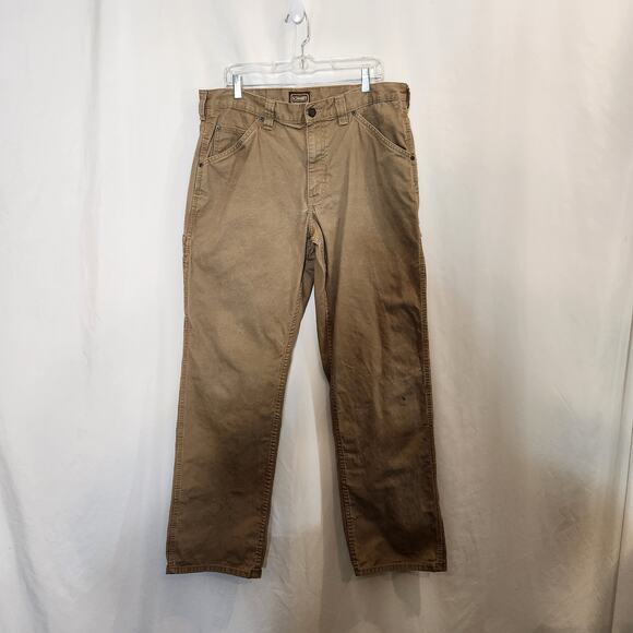 C.E. SCHMIDT WORKWEAR Tan Canvas Straight Leg Carpenter Utility Pant Men 38 x 33 - Picture 1 of 12